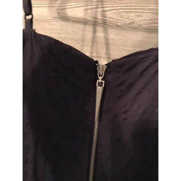 Andrew Marc spaghetti straps navy blue bubble dress back zip/ support bra size 6 - Picture 4 of 6